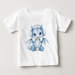 Camiseta Brincos de orelha de bebê dragão de inverno fofo A