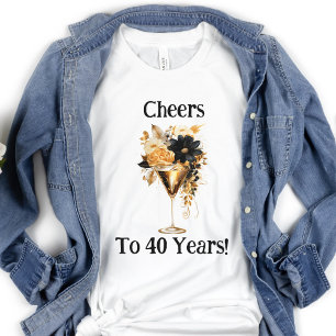 Camiseta Brinde de 40º aniversário para 40 anos Taça de cha