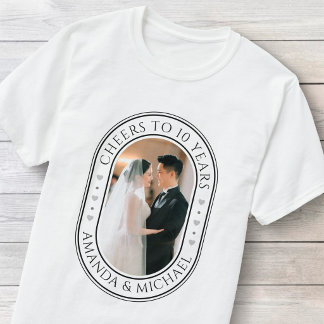 Camiseta "Brindemos a 10 Anos" Foto de Aniversário de Casam