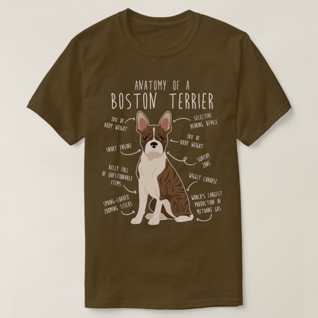 Camiseta Brindle Boston Terrier Dog Anatomy (Frente do Design)