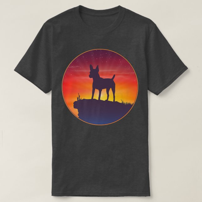 Camiseta Brinquedo Americano Fox Terrier Dog Sunset Premium (Frente do Design)