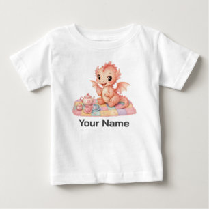 Camiseta Brinquedo de Dragão de Bebê Personalizado Fofa Chá