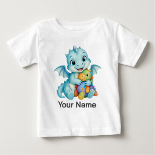 Camiseta Brinquedo de Dragão Dinossauro Bebê Aqua Fofo Pers