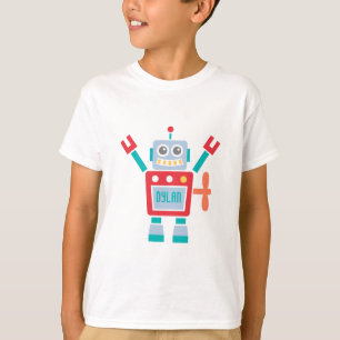 Camiseta Brinquedo de Robô Vintage Fofo Para Crianças