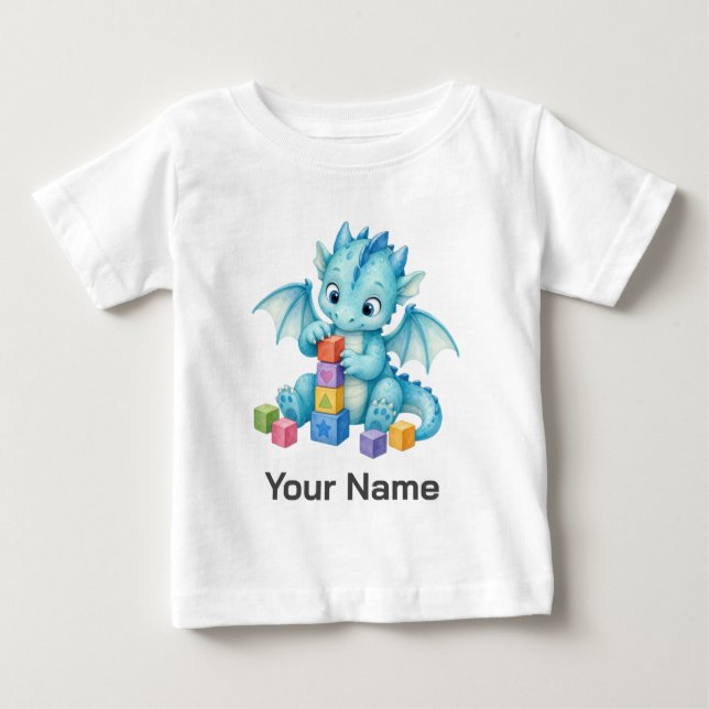 Camiseta Brinquedos de Bloco de Dragão Bebê Personalizados  (Frente)