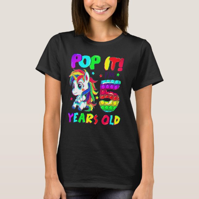 Camiseta Brinquedos Fidget Unicórnio Fofos Estou com 5 Anos (Frente)