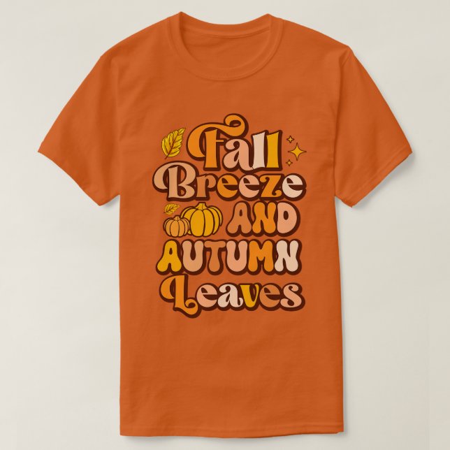 Camiseta brisa de outono e folhas de outono (Frente do Design)