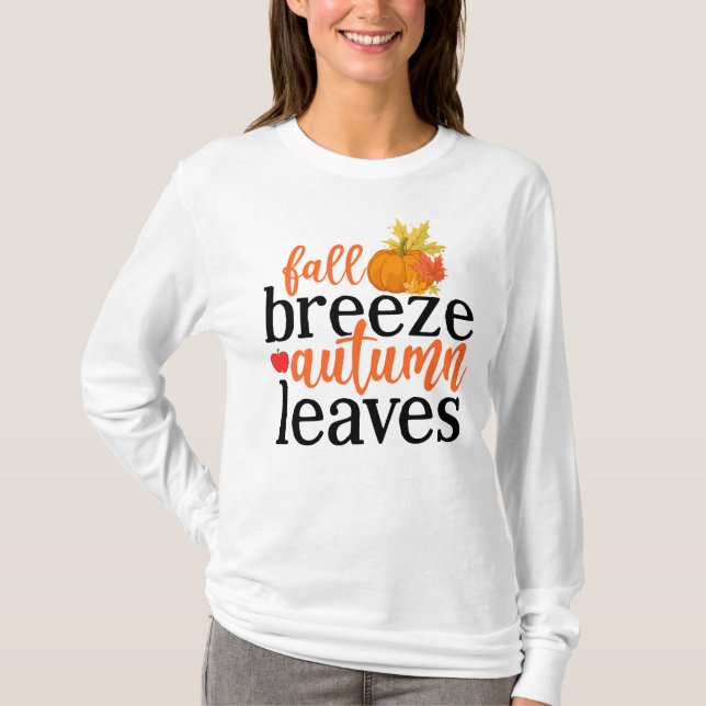 Camiseta Brisa sazonal de outono deixa arte com palavras (Frente)