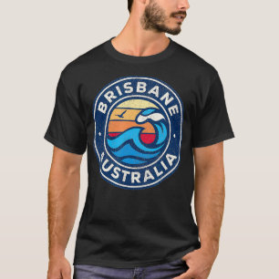 Camiseta Brisbane Austrália Vintage Ondas Náuticas Design