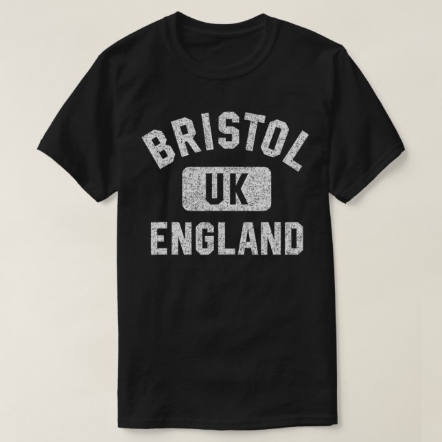 Camiseta Bristol Reino Unido Estilo Gym Afastado Prin Branc (Frente do Design)