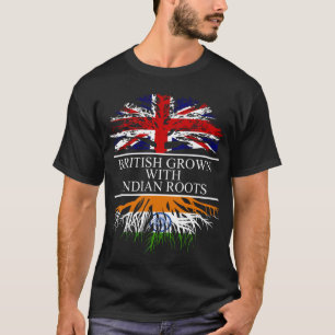 Camiseta Britânico cultivado com bandeira índia de raíze
