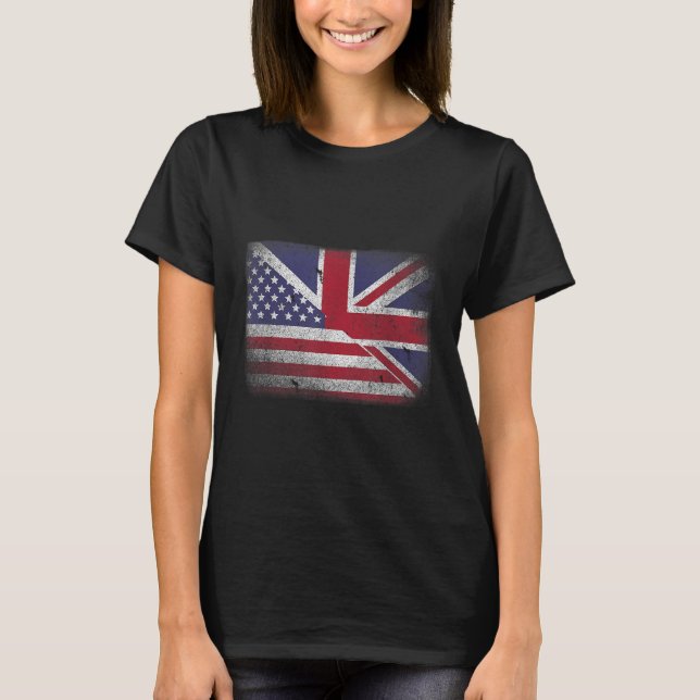 Camiseta British American Flag Excelente UK Union Jack . (Frente)