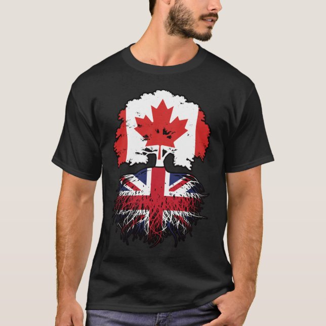 Camiseta British Canada Tree Roots Flag (Frente)
