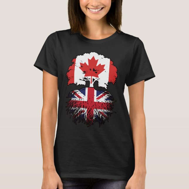Camiseta British Canada Tree Roots Flag (Frente)