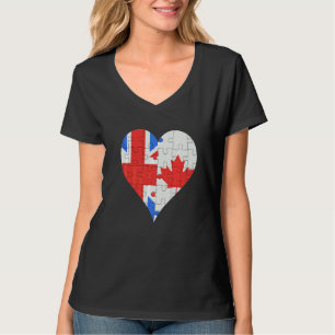 Camiseta British Canadian Flag Heart