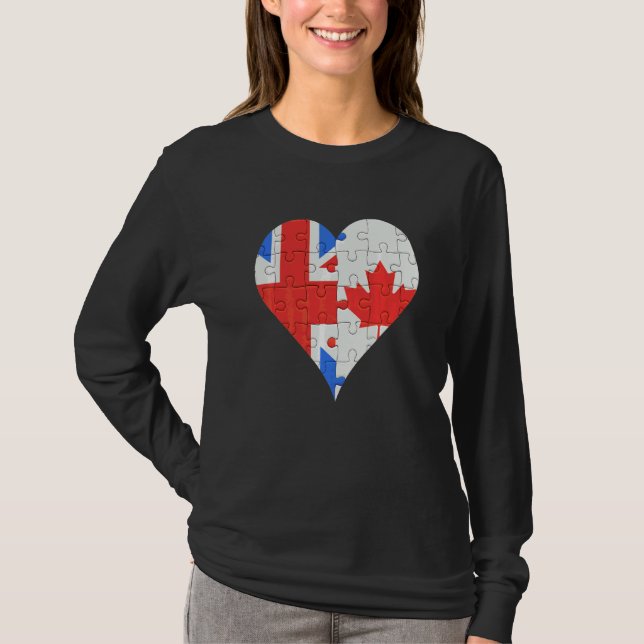 Camiseta British Canadian Flag Heart (Frente)