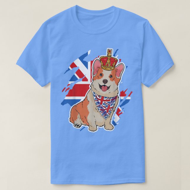 Camiseta British Corgi Dog Crown Union Jack Queens Platinum (Frente do Design)