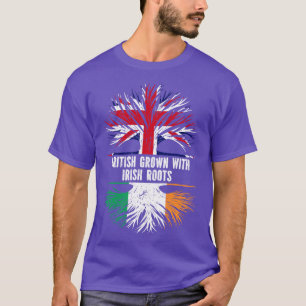Camiseta British Grown com Irish Roots UK Flag England Bri