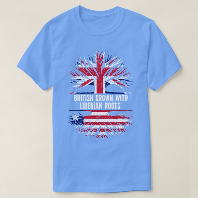 Camiseta British Grown com Liberian Roots UK Flag Inglaterr (Frente do Design)