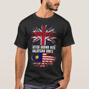 Camiseta British Grown com Raízes da Malásia Bandeira do Re