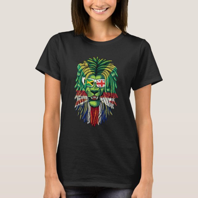 Camiseta British Grown With Jamaican Roots Idea With Lion D (Frente)