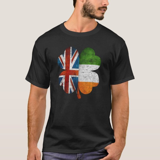 Camiseta British Irish Shamrock Reino Unido Irlanda Flag (Frente)