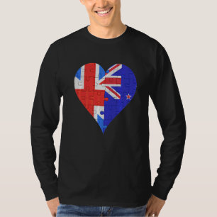 Camiseta British New Zealander Flag Heart