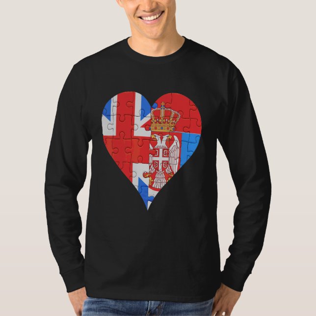 Camiseta British Serbian Flag Heart (Frente)