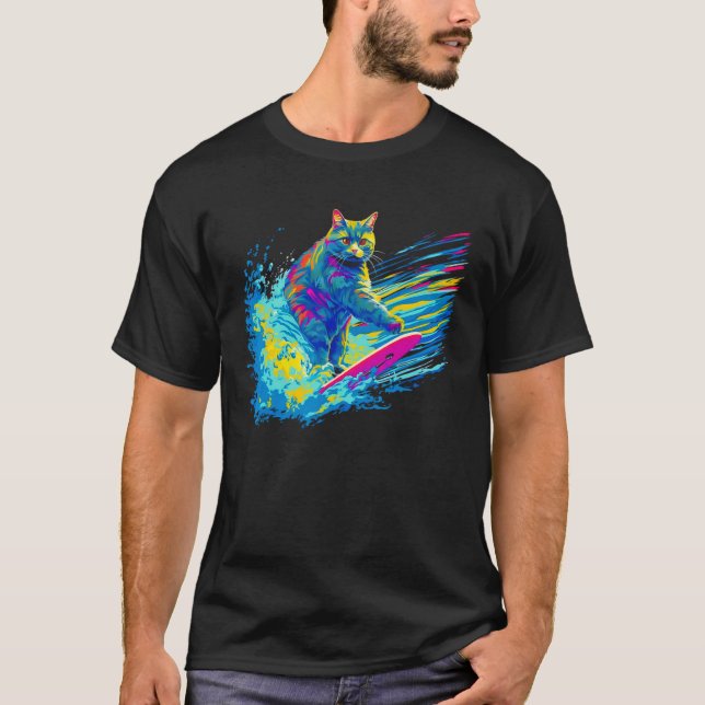 Camiseta British Shorthair Cat Surfer (Frente)
