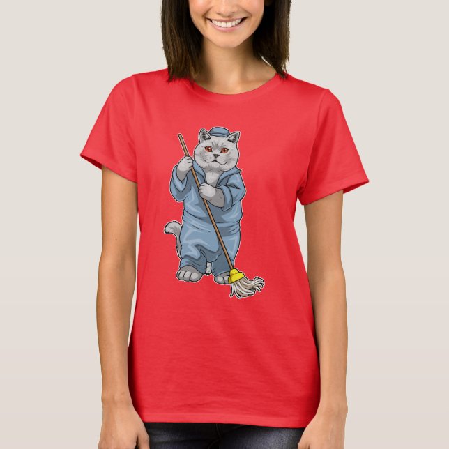 Camiseta British Shorthair Cleaner Mop (Frente)