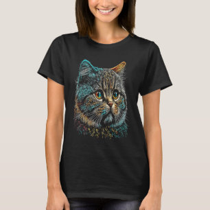 Camiseta British Shorthair  Gráfico Colorido Mãe Pai Gato