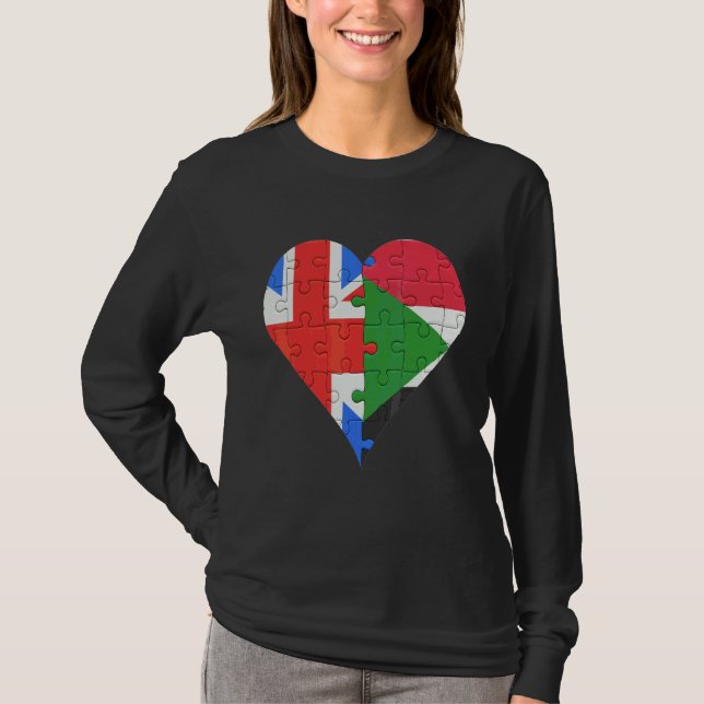 Camiseta British Sudanese Flag Heart (Frente)