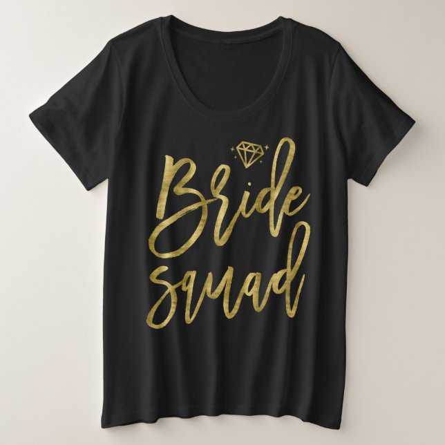 Camiseta Brito Esquadrão Faux Dourado com Gráficos Diamond (Frente do Design)