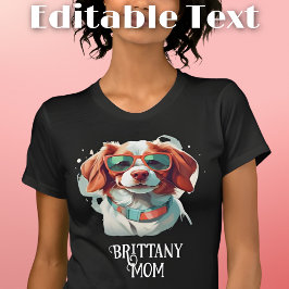 Camiseta Brittany Dog Mãe óculos escuros