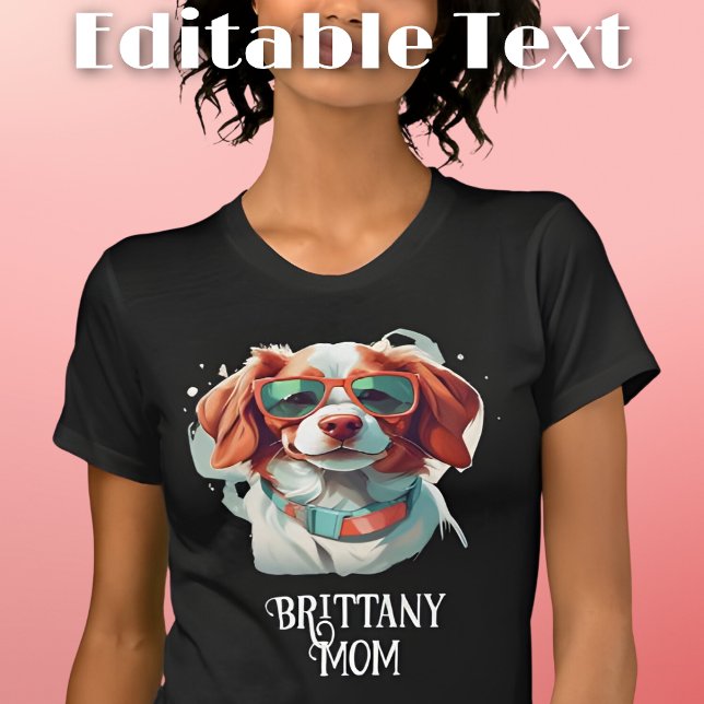 Camiseta Brittany Dog Mãe óculos escuros (Criador carregado)