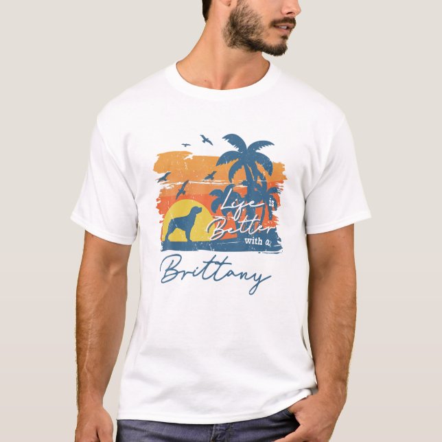 Camiseta Brittany Life Is Melhor Vintage Sunset (Frente)