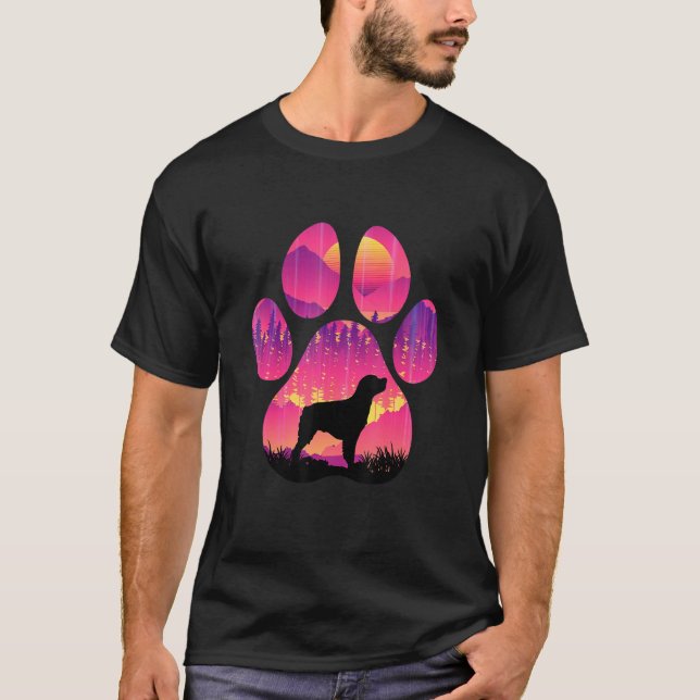 Camiseta Brittany Paw Mãe Pai Cães Homens (Frente)