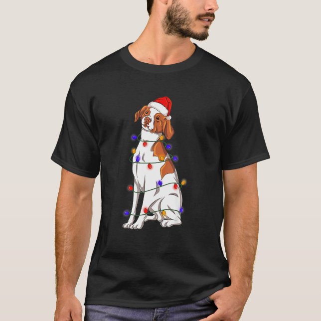 Camiseta BRITTANY SPANIEL À Luz De Natal Xmas (Frente)