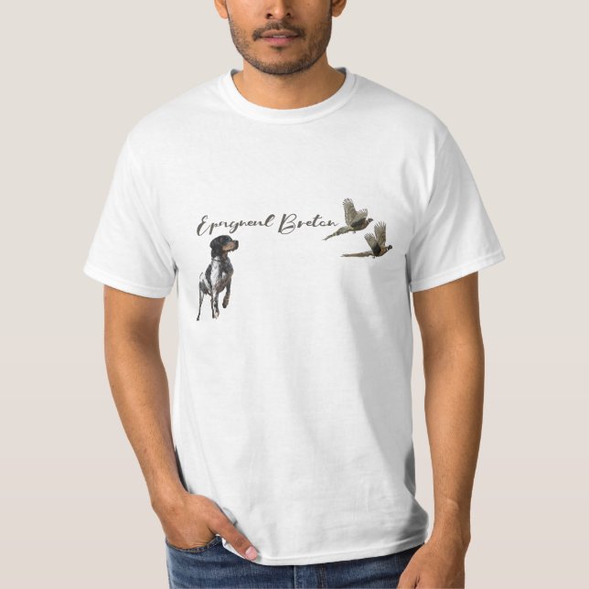 Camiseta Brittany Spaniel caça no campo (Frente)
