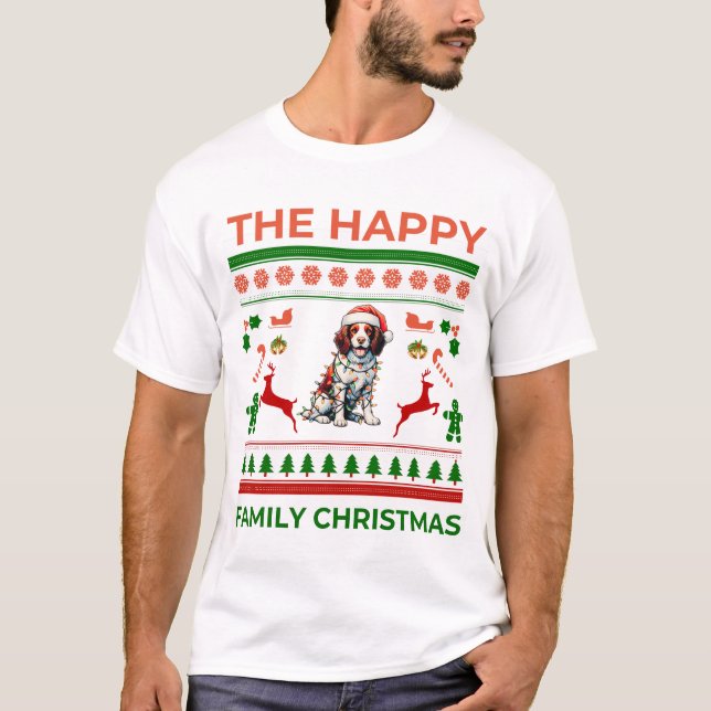 Camiseta Brittany Spaniel Cachorro de Natal Xmas (Frente)