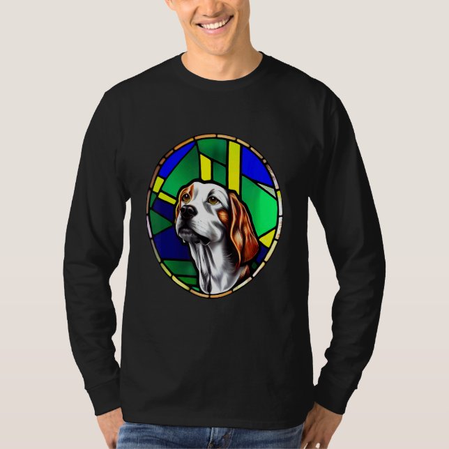 Camiseta Brittany Spaniel - Colorful Stained Glass_3 (Frente)