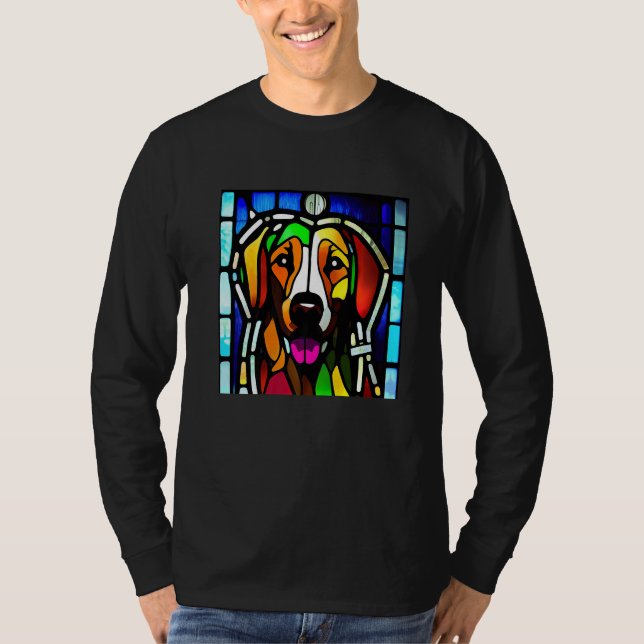 Camiseta Brittany Spaniel - Colorful Stained Glass Premium_ (Frente)