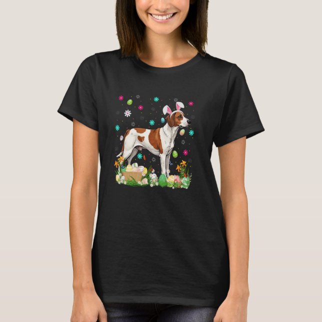 Camiseta Brittany Spaniel Dog Easter Egg Hunt Bunny Ear Hap (Frente)