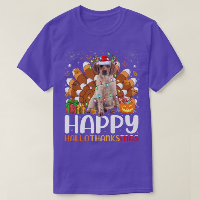 Camiseta Brittany Spaniel Dog Halloween Hallothan (Frente do Design)