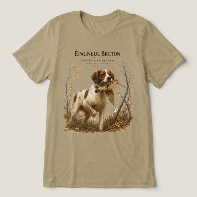 Camiseta Brittany Spaniel e narceja  (Design frontal)