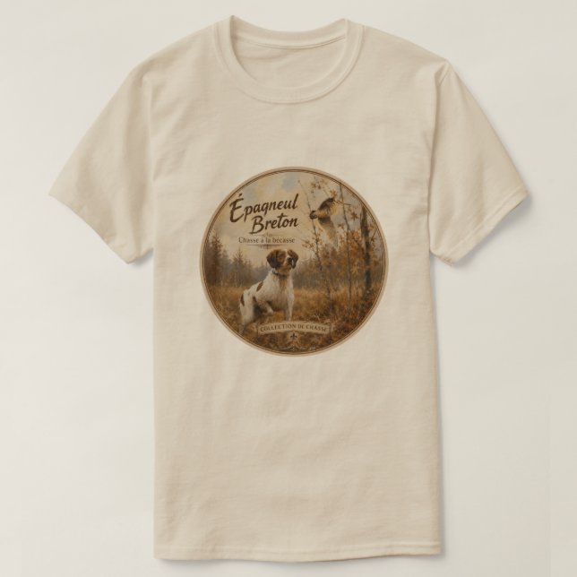 Camiseta Brittany Spaniel e narceja  (Frente do Design)