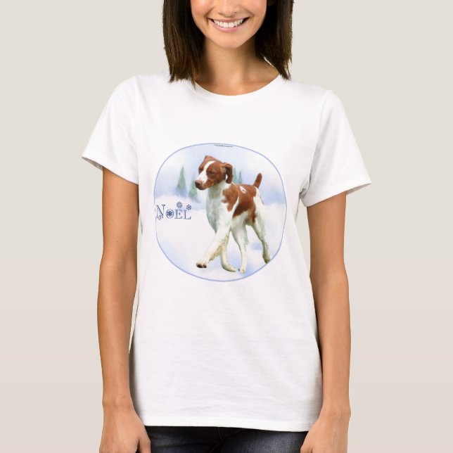 Camiseta Brittany Spaniel Noel (Frente)