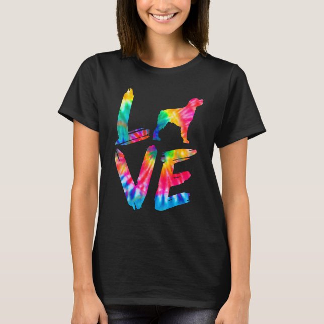 Camiseta Brittany Tie Dye Love Dog Mãe Pai (Frente)