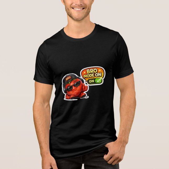 Camiseta Bro Mode On Divertida | Personagem Animad (Frente)