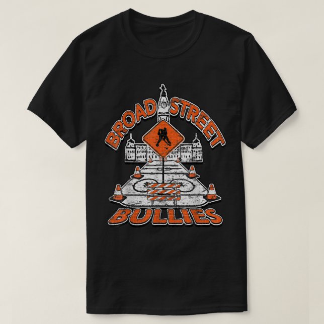 Camiseta Broad Street Bullies Philadelphia Orange and Black (Frente do Design)